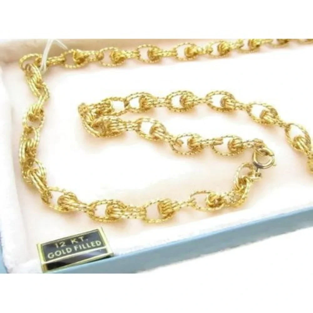 Vintage Old Stock Signed 12K Yellow Gold Filled‎ Chain Linked 25